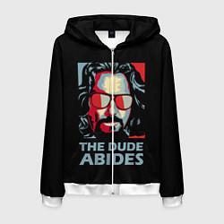 Толстовка 3D на молнии мужская The Dude Abides Лебовски, цвет: 3D-белый