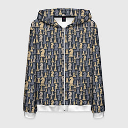 Толстовка 3D на молнии мужская Шахматист, цвет: 3D-белый