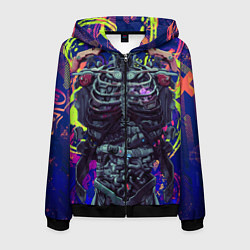 Толстовка 3D на молнии мужская Cuber skelet, цвет: 3D-черный