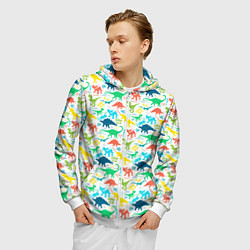 Толстовка 3D на молнии мужская DINOSAUR, цвет: 3D-белый — фото 2