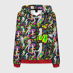 Толстовка 3D на молнии мужская Психоделика Абстракция, цвет: 3D-красный