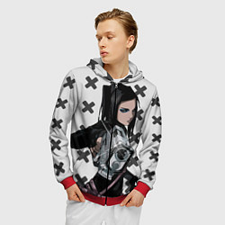 Толстовка 3D на молнии мужская Риэл Мэйер из Эрго Прокси, цвет: 3D-красный — фото 2