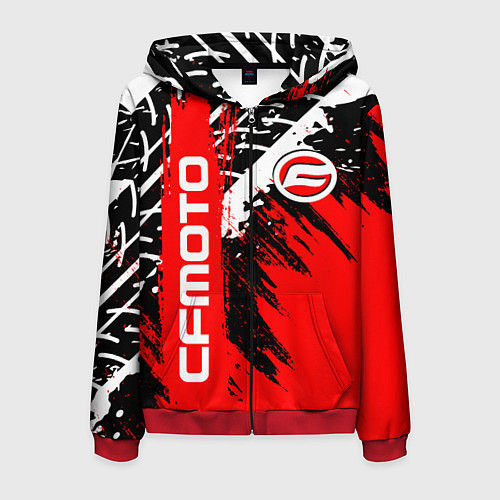 Мужская толстовка на молнии CFmoto СФ мото RED STYLE / 3D-Красный – фото 1