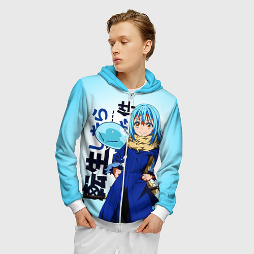 Мужская толстовка на молнии Римуру Темпест, TenSura / 3D-Белый – фото 3