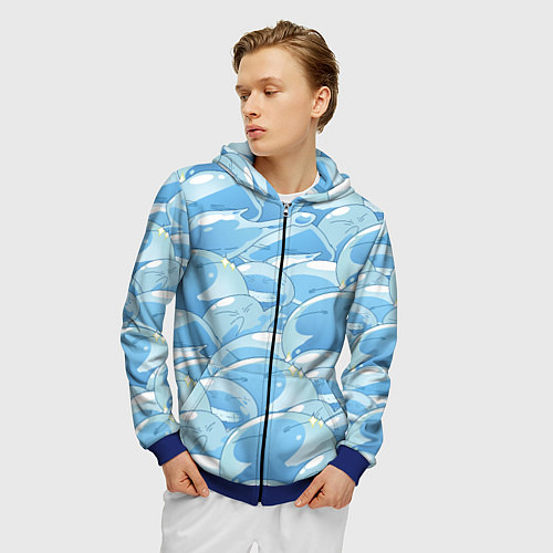 Мужская толстовка на молнии О МОЕМ ПЕРЕРОЖДЕНИЕ В СЛИЗЬ / 3D-Синий – фото 3