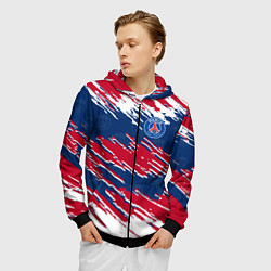 Толстовка 3D на молнии мужская ФК ПСЖ PARIS SAINT GERMAIN, цвет: 3D-черный — фото 2