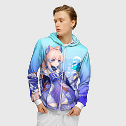 Толстовка 3D на молнии мужская Genshin Impact, Кокоми, цвет: 3D-белый — фото 2