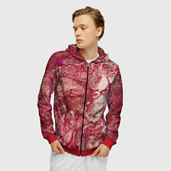 Толстовка 3D на молнии мужская Пурпурный космический разлив, цвет: 3D-красный — фото 2