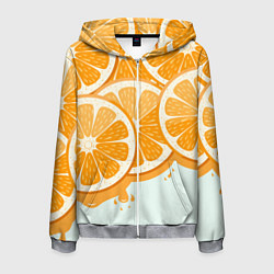 Толстовка 3D на молнии мужская АПЕЛЬСИН ORANGE, цвет: 3D-меланж