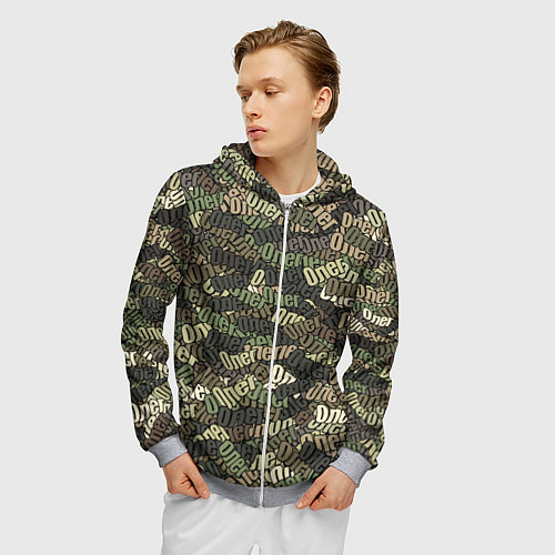 Мужская толстовка на молнии Именной камуфляж Олег / 3D-Меланж – фото 3