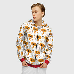 Толстовка 3D на молнии мужская Patern Halloween 22, цвет: 3D-красный — фото 2