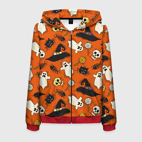 Мужская толстовка на молнии Хэллоуинские шалости / 3D-Красный – фото 1