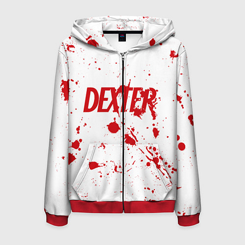 Мужская толстовка на молнии Dexter logo Декстер брызги крови / 3D-Красный – фото 1