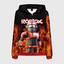 Толстовка 3D на молнии мужская ROBLOX FIRE РОБЛОКС ОГОНЬ ПОЖАРНЫЙ, цвет: 3D-красный