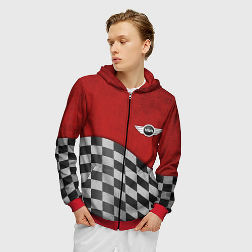 Мужская толстовка на молнии Финиш Cooper / 3D-Красный – фото 3