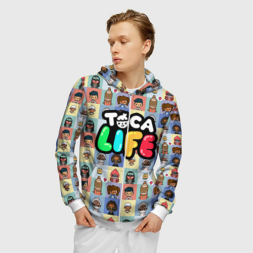 Мужская толстовка на молнии Toca Life / 3D-Белый – фото 3