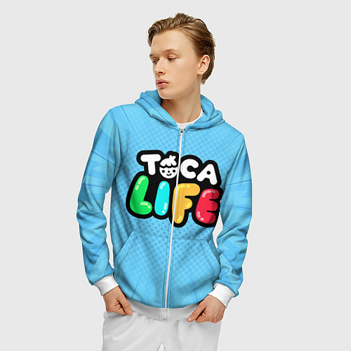 Мужская толстовка на молнии Toca Life: Logo / 3D-Белый – фото 3