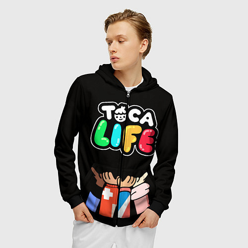 Мужская толстовка на молнии Toca Life: Friends / 3D-Черный – фото 3