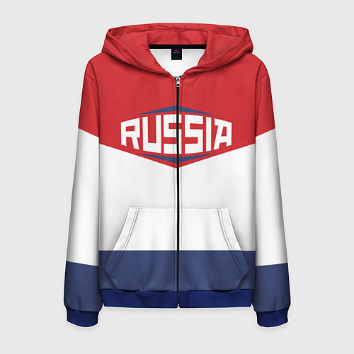 Мужская толстовка на молнии Russia / 3D-Синий – фото 1