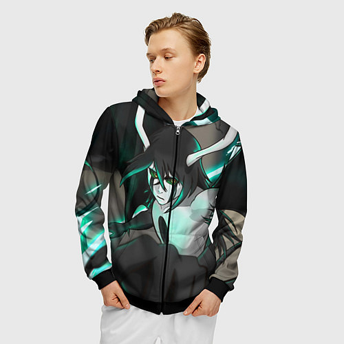 Мужская толстовка на молнии Улькиорра Сифер Ulquiorra / 3D-Черный – фото 3