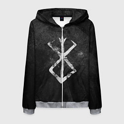 Толстовка 3D на молнии мужская BERSERK LOGO GRUNGE, цвет: 3D-меланж