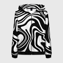 Толстовка 3D на молнии мужская Черно-белые полосы Black and white stripes, цвет: 3D-черный