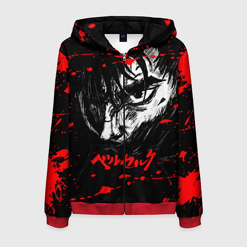Мужская толстовка на молнии ГАТС БЕРСЕРК BERSERK / 3D-Красный – фото 1
