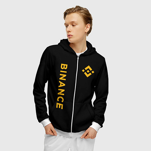 Мужская толстовка на молнии БИНАНС ЛОГО КАРБОН BINANCE LOGO / 3D-Белый – фото 3