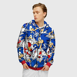 Толстовка 3D на молнии мужская SONIC ПАТТЕРН СОНИК, цвет: 3D-красный — фото 2