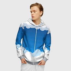 Толстовка 3D на молнии мужская Полёт в облаках, цвет: 3D-меланж — фото 2