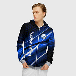 Толстовка 3D на молнии мужская VOLKSWAGEN LOGO SPORT, цвет: 3D-меланж — фото 2