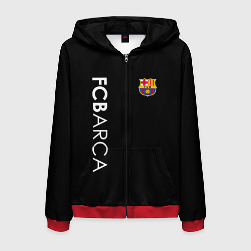 Мужская толстовка на молнии FC BARCA BLACK STYLE / 3D-Красный – фото 1