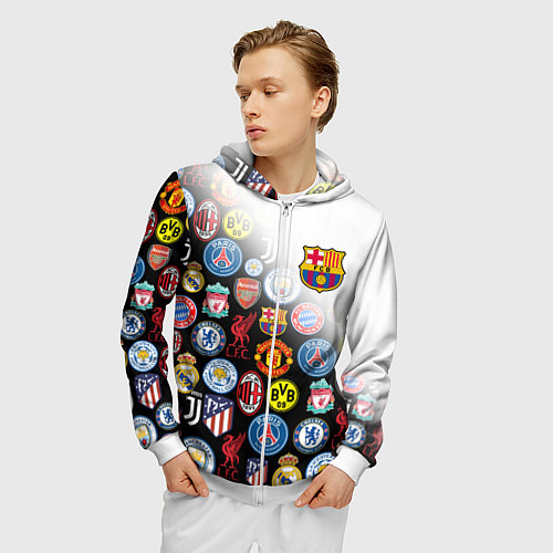 Мужская толстовка на молнии FC BARCELONA LOGOBOMBING / 3D-Белый – фото 3