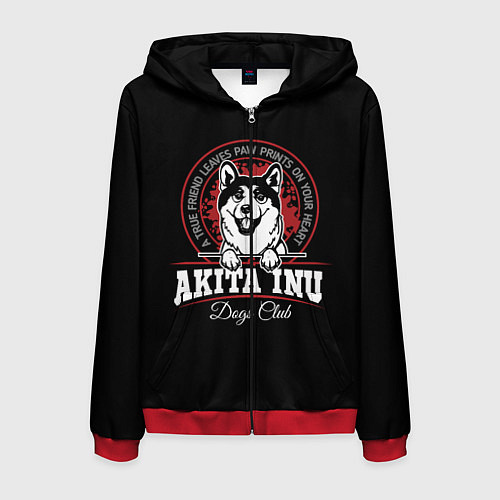Мужская толстовка на молнии Акита-Ину Akita Inu / 3D-Красный – фото 1