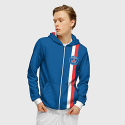 Толстовка 3D на молнии мужская PSG SPORT STRIPES UNIFORM, цвет: 3D-белый — фото 2