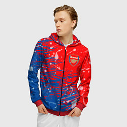 Толстовка 3D на молнии мужская Arsenal: Фирменные цвета, цвет: 3D-красный — фото 2