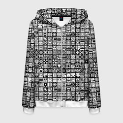 Мужская толстовка на молнии Geometry Dash: BW Pattern