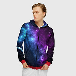 Толстовка 3D на молнии мужская NEON GALAXY НЕОНОВЫЙ КОСМОС, цвет: 3D-красный — фото 2