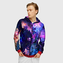 Толстовка 3D на молнии мужская НЕОНОВЫЕ КОСМОС NEON SPACE, цвет: 3D-красный — фото 2