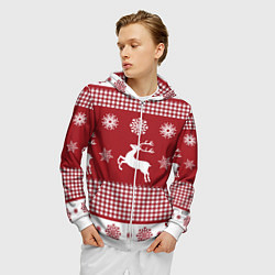 Толстовка 3D на молнии мужская Узор с оленями, цвет: 3D-белый — фото 2