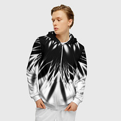 Толстовка 3D на молнии мужская Белый и черный - коллекция Лучи - Хуф и Ся, цвет: 3D-белый — фото 2