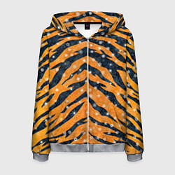 Толстовка 3D на молнии мужская Новогодняя шкура тигра, цвет: 3D-меланж
