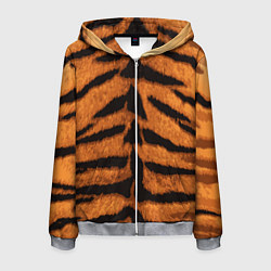 Толстовка 3D на молнии мужская ТИГРИНАЯ ШКУРА, цвет: 3D-меланж