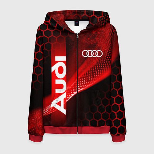 Мужская толстовка на молнии AUDI АУДИ SPORT СПОРТ RED AND BLACK / 3D-Красный – фото 1