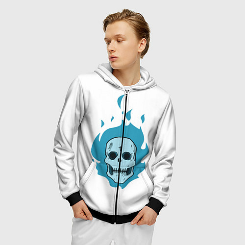 Мужская толстовка на молнии Череп Cute Angel парный / 3D-Черный – фото 3