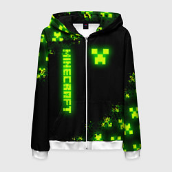 Толстовка 3D на молнии мужская MINECRAFT NEON LOGO CREEPER, цвет: 3D-белый