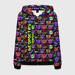 Толстовка 3D на молнии мужская Geometry Dash: Heroes, цвет: 3D-черный