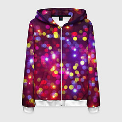 Толстовка 3D на молнии мужская ПРАЗДНИЧНЫЕ ОГОНЬКИ НОВЫЙ ГОД 2022, цвет: 3D-белый