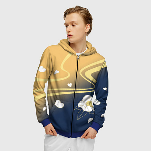 Мужская толстовка на молнии КОСТЮМ АЯКИ КАМИСАТО / 3D-Синий – фото 3