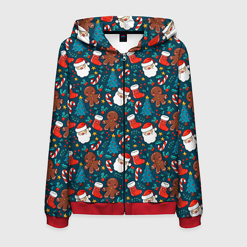 Мужская толстовка на молнии ПОКРЫТО НОВЫМ ГОДОМ! / 3D-Красный – фото 1